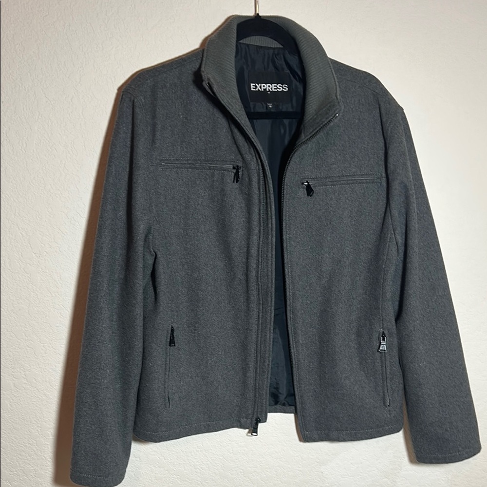 Express Gray Lightweight Jacket Tailored Fit